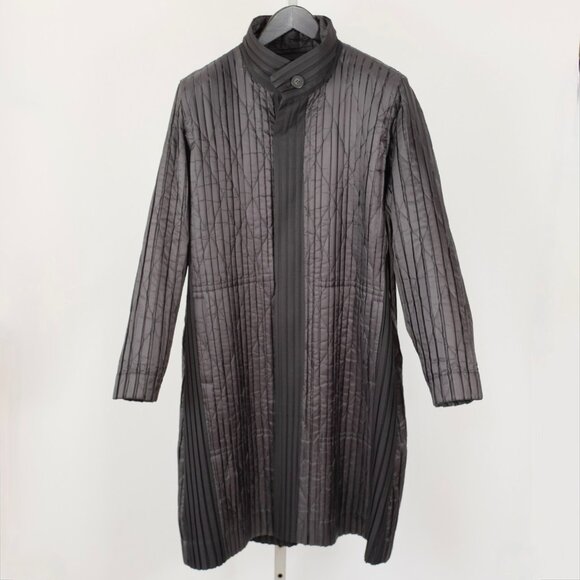 New Homme Plisse Issey Miyake jacket coat long black 1 Small - Medium